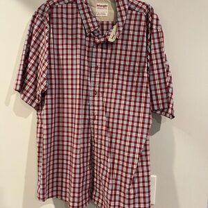 Wrangler Men's Red and White Checkered Shirt